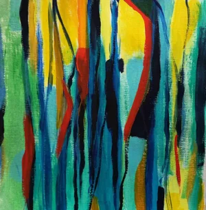 Martine Goeyens, Abstract Composition, Original Acrylic on Cardboard, 2020