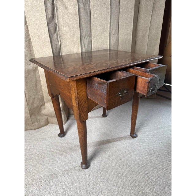 Antique English Oak Lowboy with Drawers, 1700s For Sale - Image 3 of 6