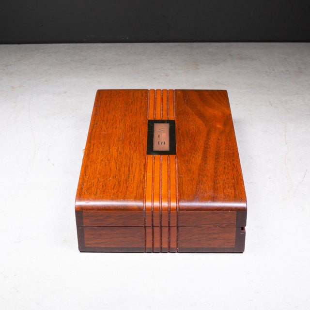 Early 20th Century Art Deco Domino Set in Custom Monogrammed Wooden Case c.1930 For Sale - Image 5 of 9