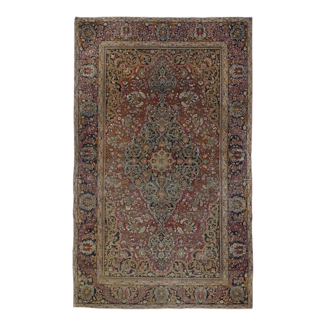 Late 19th Century Antique Mohtasham Kashan Rug 4'2'' x 6'9'' For Sale