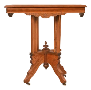 Antique Eastlake Victorian Carved Walnut Parlor Table, Circa 1880s