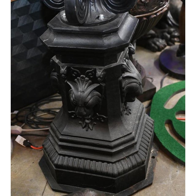 Metal French Cast Iron Street Lamp with Lion For Sale - Image 7 of 11
