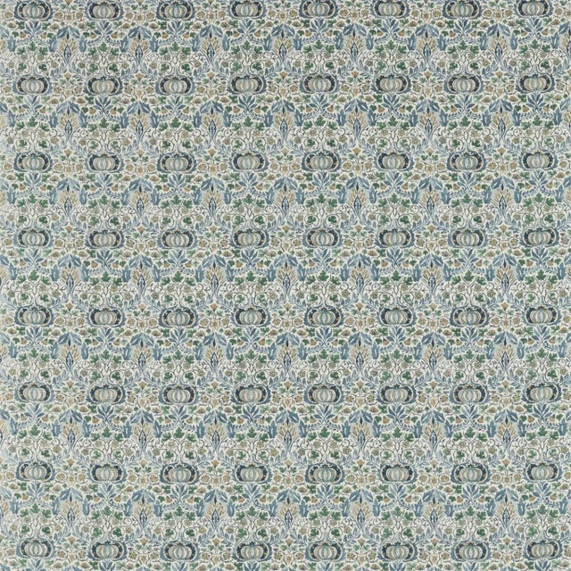 Morris & Co Little Chintz Fabric in Slate Blue/Fennel - a Sample For Sale
