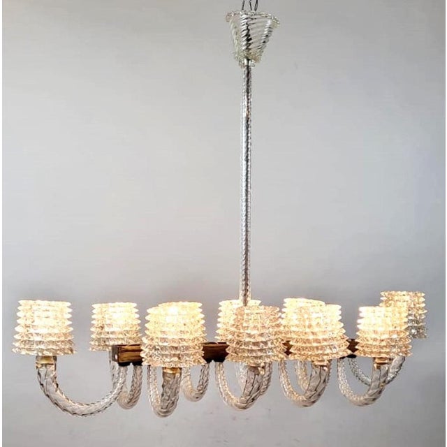 Large Barovier And Toso Chandelier - Murano - 10 Sconces This piece is attributed to the mentioned designer/maker. It has...