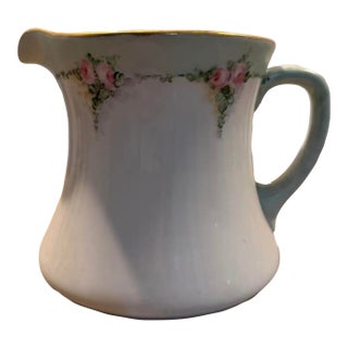 Late 19th Century Limoges Porcelain Water Pitcher With Floral Motif For Sale