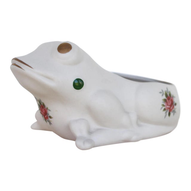 1970s Vintage Porcelain Hobnail Frog Planter in the Style of Jean Roger For Sale