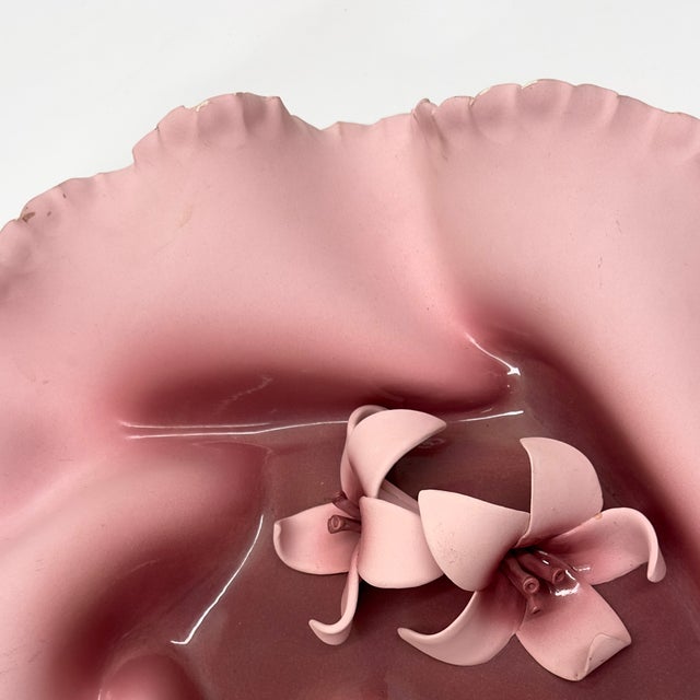 1980s Ceramic Sculptural Bowl With 3d Floral Motif For Sale In Miami - Image 6 of 8