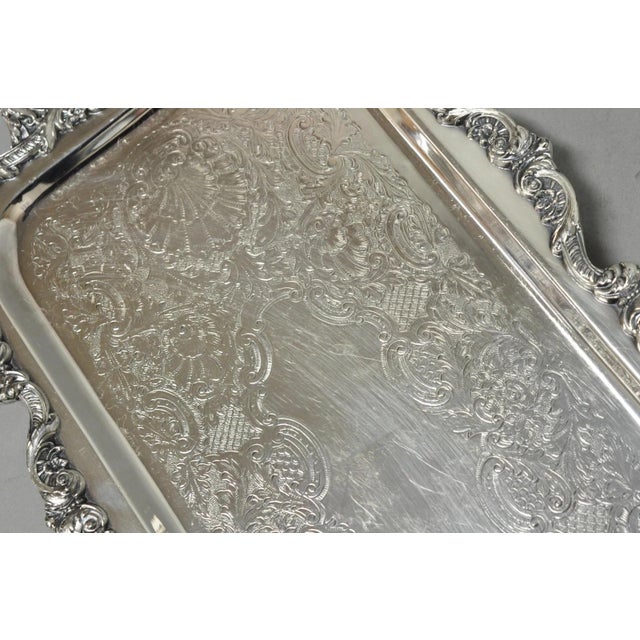 Vintage Old English Poole Silver Plated Footed Narrow Serving Platter Bar Tray For Sale - Image 10 of 17