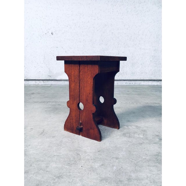 Amsterdamse School Design Oak Handle Stool, Netherlands, 1920s For Sale - Image 14 of 17