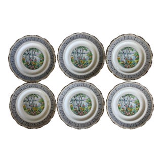 Set of 6 Royal Albert Bone China Salad Plates in the Silver Birch Pattern For Sale