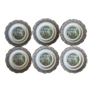 Set of 6 Royal Albert Bone China Salad Plates in the Silver Birch Pattern