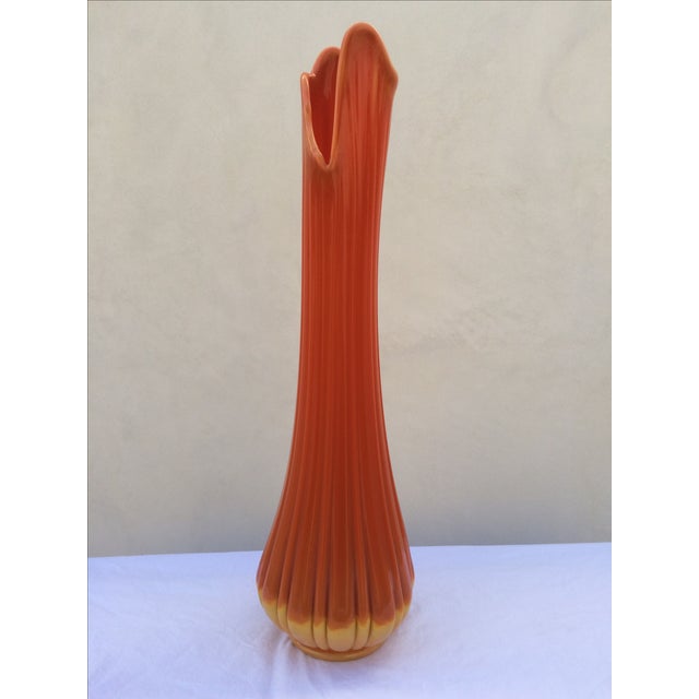 Viking Glass Co. Orange Ribbed Slung Vase Chairish