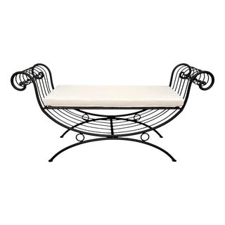 Italian Metal Iron Bench with Roll Arm, 1960s For Sale