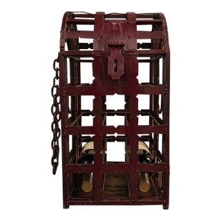 Antique French Style Wrought Iron Wine Rack Domed Locking Storage For Sale