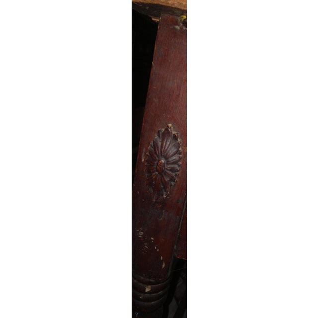 19th Century Antique Stately Primitive Mexican-Style Secretarial Writing Table - Carved Solid Wood Desk With Historied Weathering For Sale - Image 5 of 8