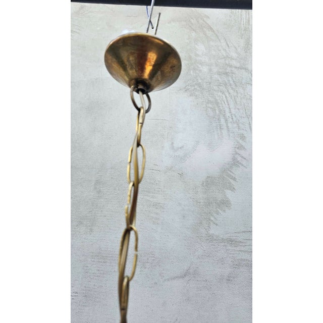 Brown Art Deco Chandelier in Glass and Brass in Green, 1920s For Sale - Image 8 of 10