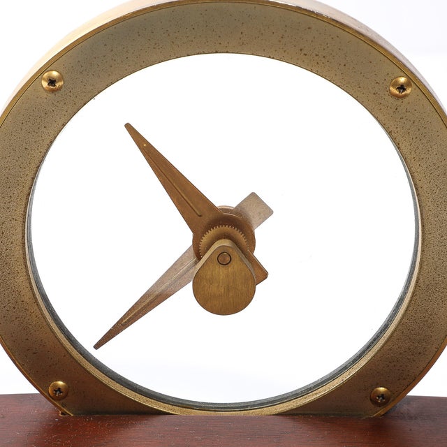 Mid-Century Jefferson Golden View Electric Brass, Glass & Walnut Mystery Clock For Sale - Image 10 of 16