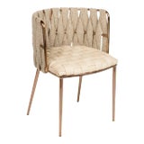 Modern Milano Off White and Gold Dining Chair For Sale