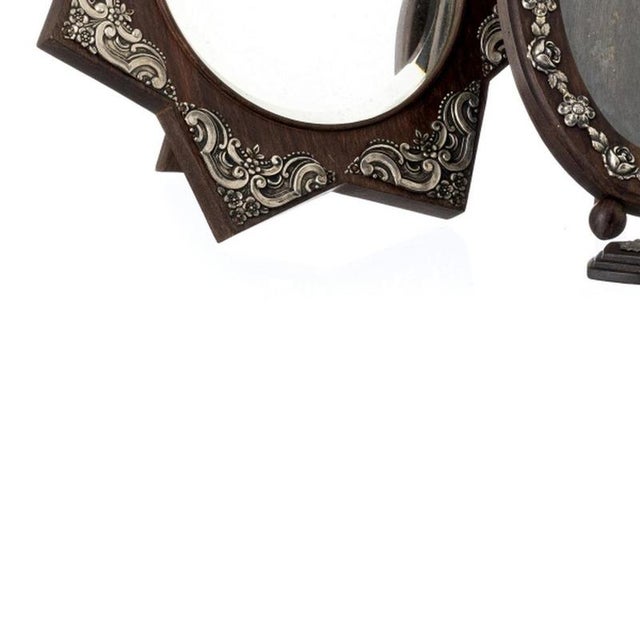 Antique Mirrors in Fine Wood and Silver, 1800s, Set of 4 For Sale - Image 3 of 6