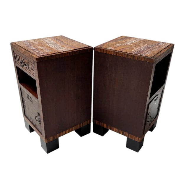 Art Deco Nightstands with Multi-Colored Marble Tops, 1930s, Set of 2 For Sale - Image 11 of 15
