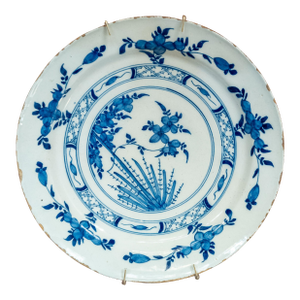 18th Century Dutch Blue and White Delft Chinoiserie Charger