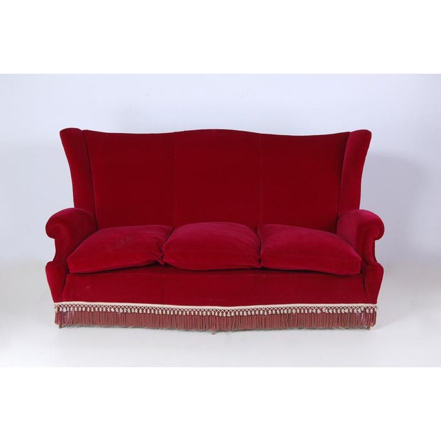 Vintage Sofa in Red Velvet, 1950s For Sale - Image 16 of 16