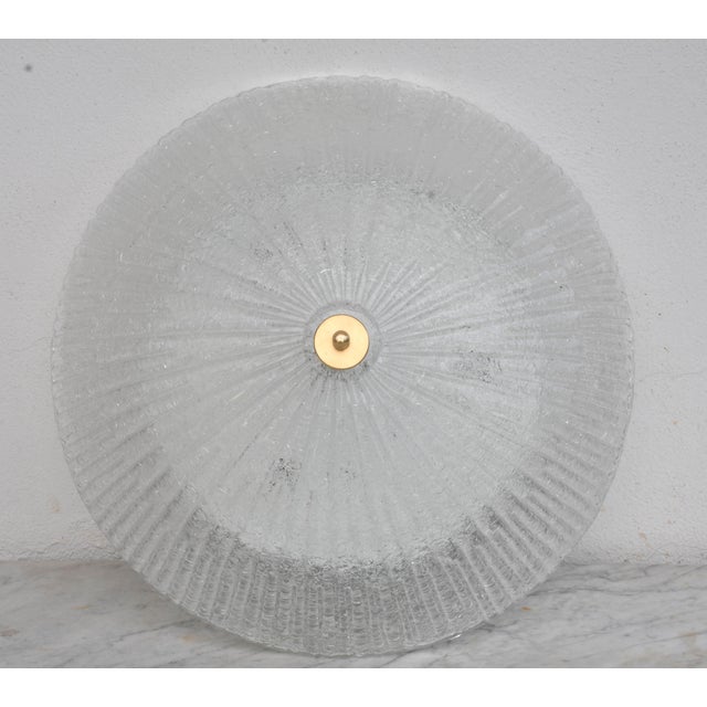 Italian Vintage Italian Transparent Murano Glass Flush Mount Light For Sale - Image 3 of 11