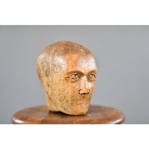 German Carved Wooden Milliners Head, 1890s For Sale - Image 10 of 11