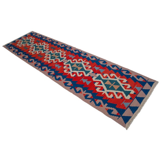 Vintage Turkish Hand Woven Kilim Rug. Flat Weave Hallway Decor For Sale - Image 4 of 15