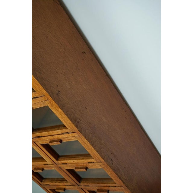 Brown Vintage Dutch Oak Haberdashery Shop Cabinet, 1930s For Sale - Image 8 of 15