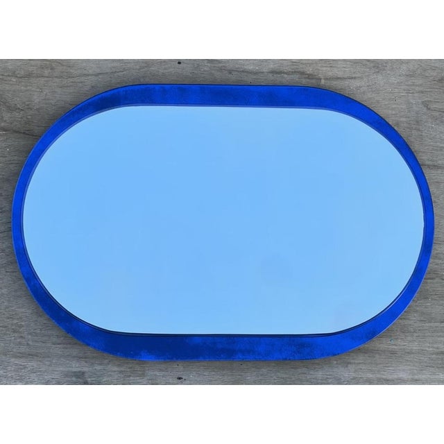Mid-Century Modern Cobalt Blue Wall Mirror from Veca, Italy For Sale - Image 4 of 15