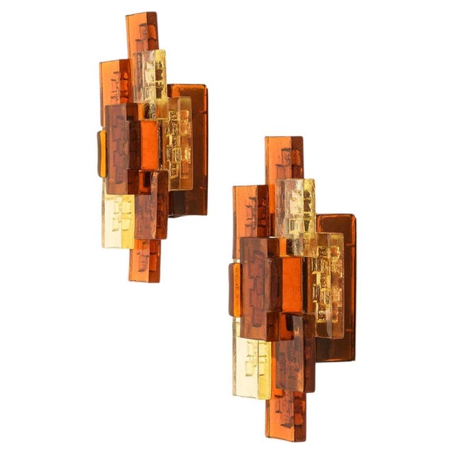 Orange Glass Wall Lamps by Svend Aage Holm Sørensen, 1960s, Set of 2 For Sale - Image 8 of 8