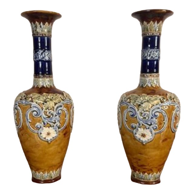 Antique Vases from Doulton Lambeth, 1880, Set of 2 For Sale