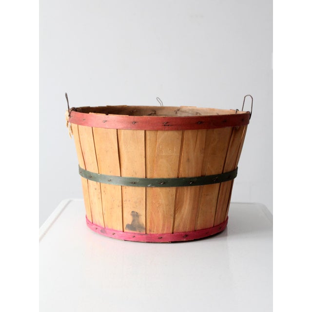 Brown Vintage Wooden Orchard Basket For Sale - Image 8 of 8
