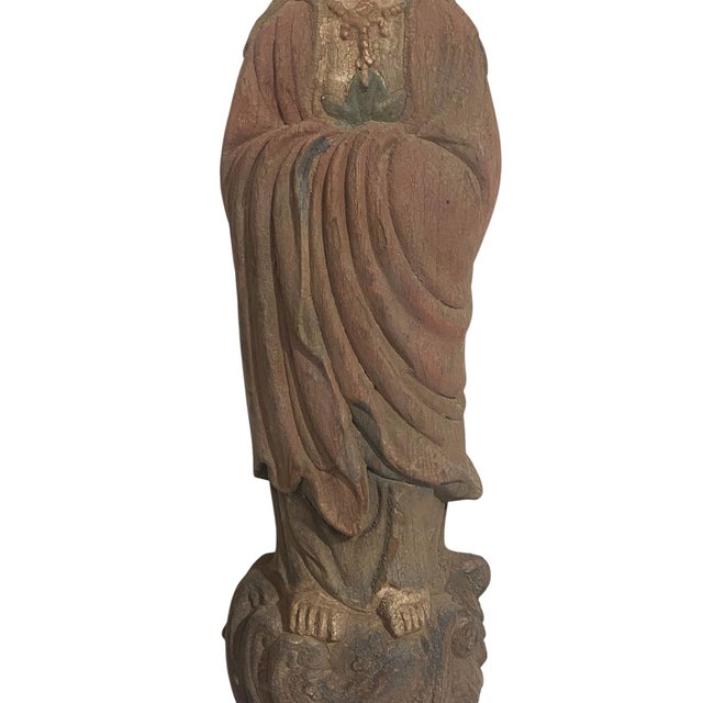 Brown Vintage Chinoiserie Wooden Medicine Buddha 23" H W/Stand For Sale - Image 8 of 9