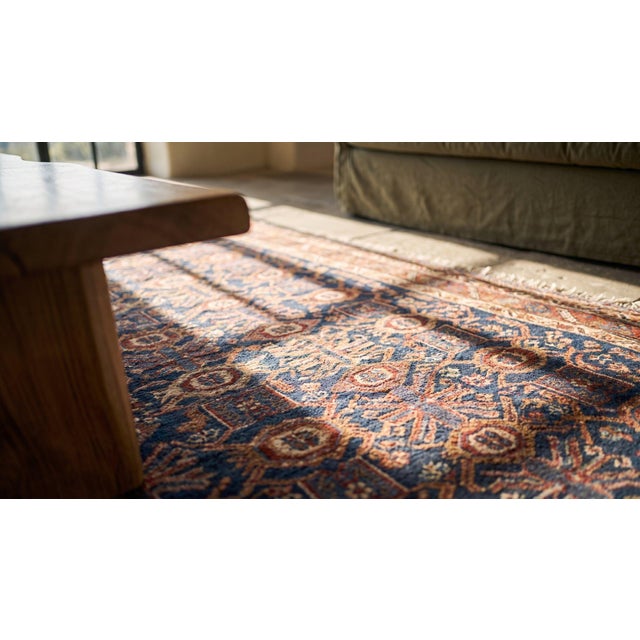 1890s Blue Navy Geometric Rustic Antique Persian Afshar Carpet 4'6" X 6' Knotted Wool Rug For Sale - Image 9 of 9