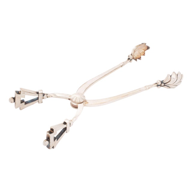 Georg Jensen Vintage "Pyramid" Sterling Silver Ice Tongs For Sale