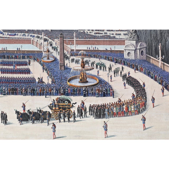 State Funeral of Léon Gambetta on January 6, 1883 at the Place De La Concorde, Mixed Media on Canvas For Sale - Image 9 of 13