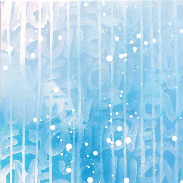 The Blue Lagoon - Original Blue Abstract Mixed Media Street Art Painting on Canvas For Sale In Los Angeles - Image 6 of 9