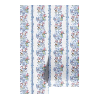 Chinoiserie Shenanigans Toile Grasscloth Wallpaper by House Party | Azure Blue | 6 Yards For Sale