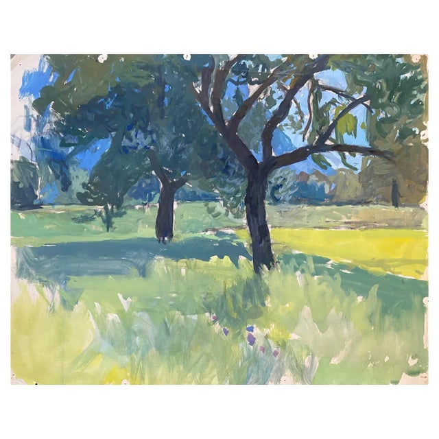 Isaac Charles Goetz, Trees in Front of the Swiss Mountains, 20th Century, Artwork on Paper For Sale