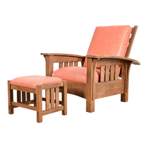 Stickley Mission Oak Arts & Crafts Reclining Morris Lounge Chair With Ottoman