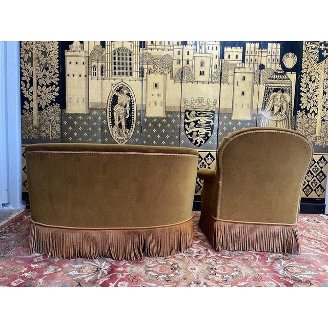Set of English Sofa and Basket Armchair For Sale - Image 6 of 7