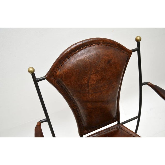 Set of Vintage French Iron and Leather Armchairs, 1960s For Sale - Image 11 of 13