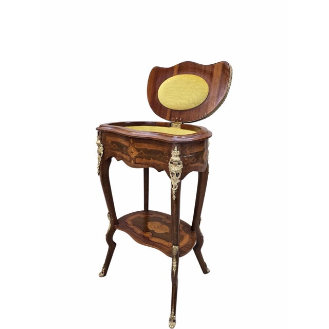 Rococo Vintage French Louis XV Style Marquetry Jewelry Cabinet For Sale - Image 3 of 9
