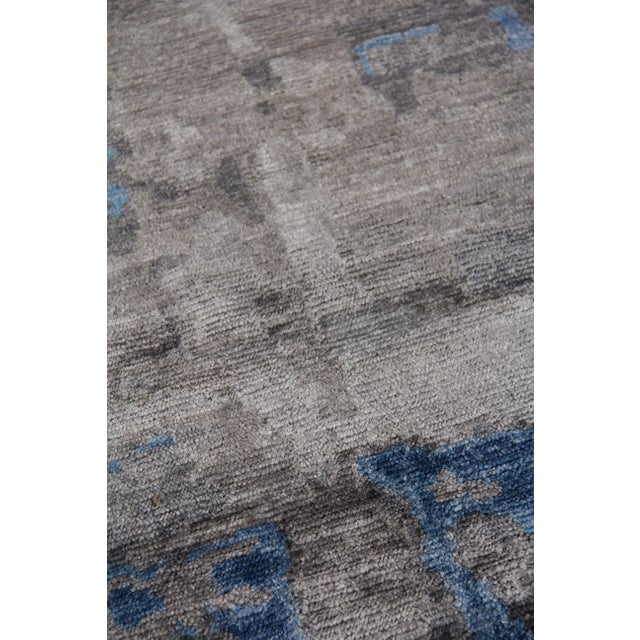 Contemporary Dartford Hand-Knotted Bamboo/SilkBlue/Gray Rug - 10'x14' For Sale - Image 3 of 9