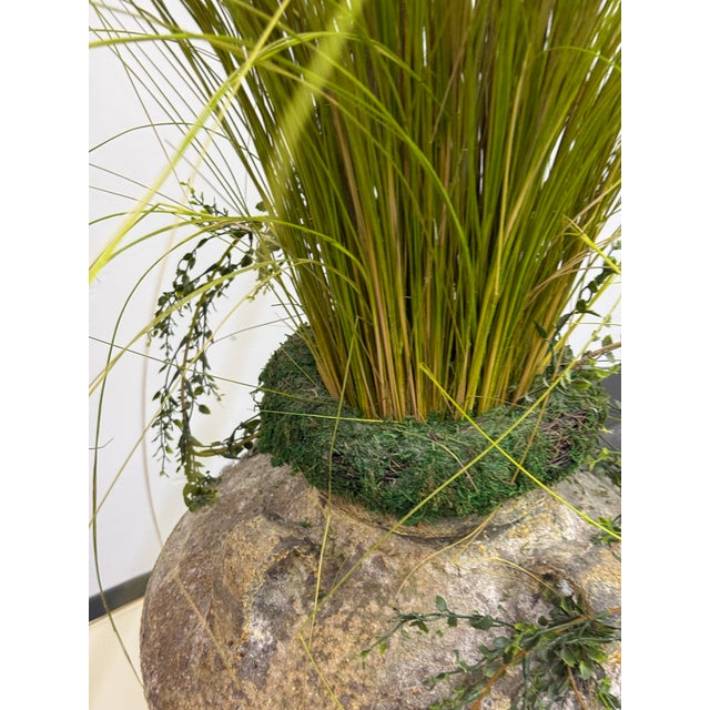 Mid-Century Modern Marmite Faux Grass Arrangement, Vintage For Sale - Image 12 of 12