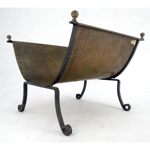 Hammered Copper & Wrought Iron Base Ball Finials Arts & Crafts Magazine Rack