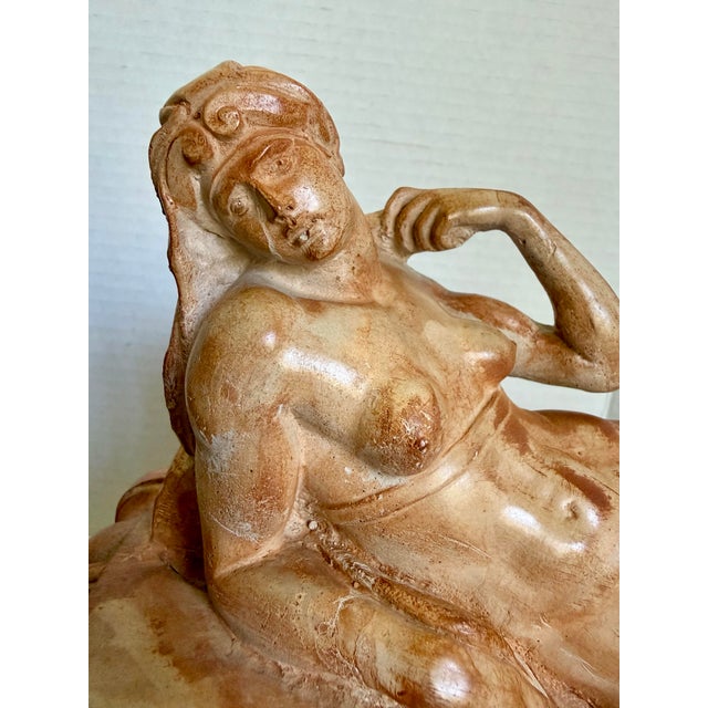 Mid 20th Century Pair of Vintage Italian Reclining Nude Figural Bookends in Terracotta Finish For Sale - Image 5 of 16