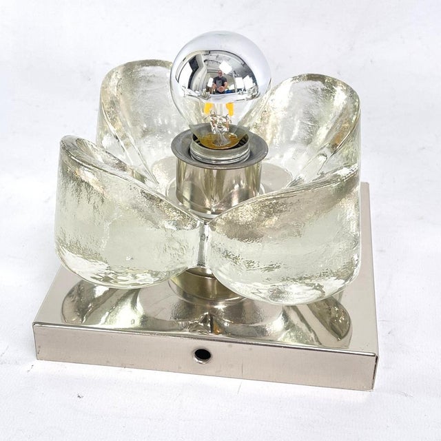 1960s Glass Model 88159 Wall and Ceiling Light attributed to Simon & Scgelle for Sische, 1960s For Sale - Image 5 of 11